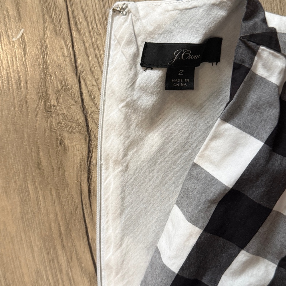 J. Crew Sleeveless Faux Wrap Gingham Cotton Poplin Midi Dress Size 2 Black White - Picture 3 of 5